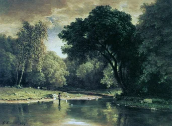 Pescando en un arroyo, 1857